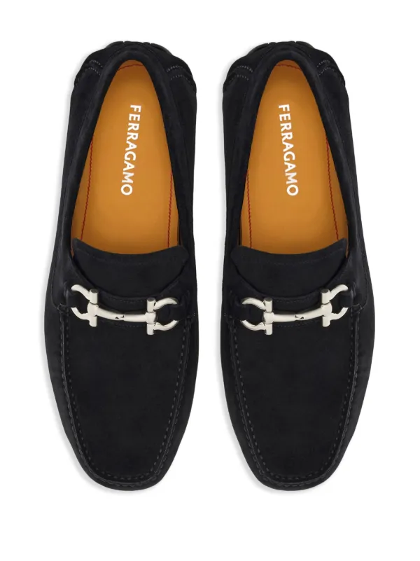 Ferragamo Gancini Suede Driving Shoes Blue FARFETCH SA