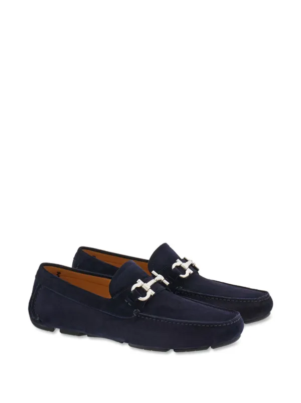 Ferragamo Gancini Suede Driving Shoes Blue FARFETCH IE