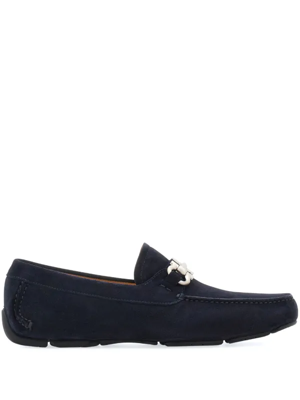 Ferragamo Gancini Suede Driving Shoes Blue FARFETCH AM