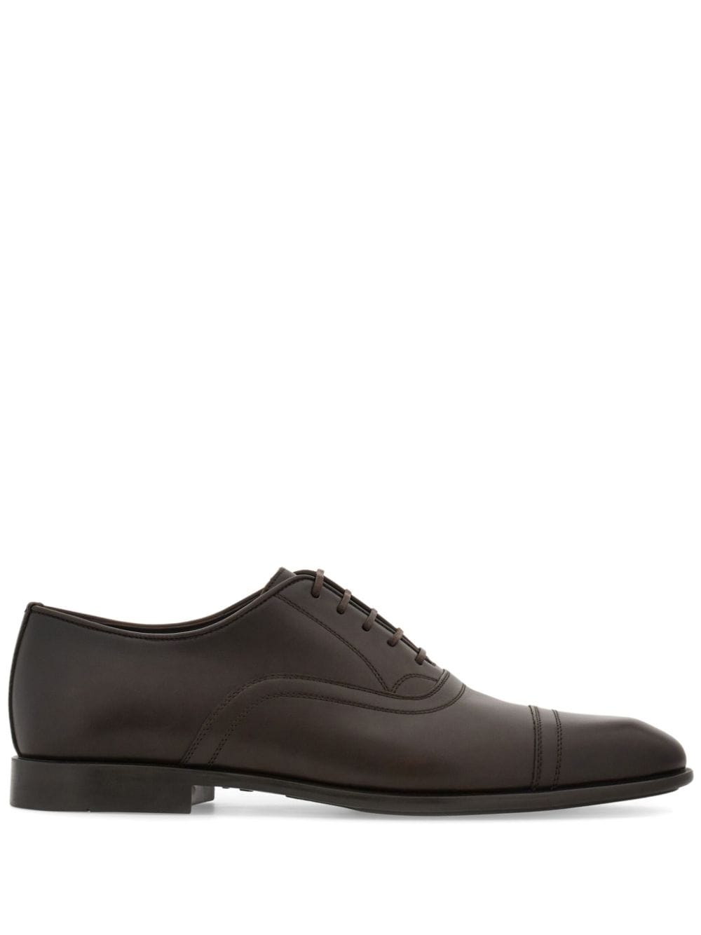 Ferragamo Leather Oxford Shoes In Brown