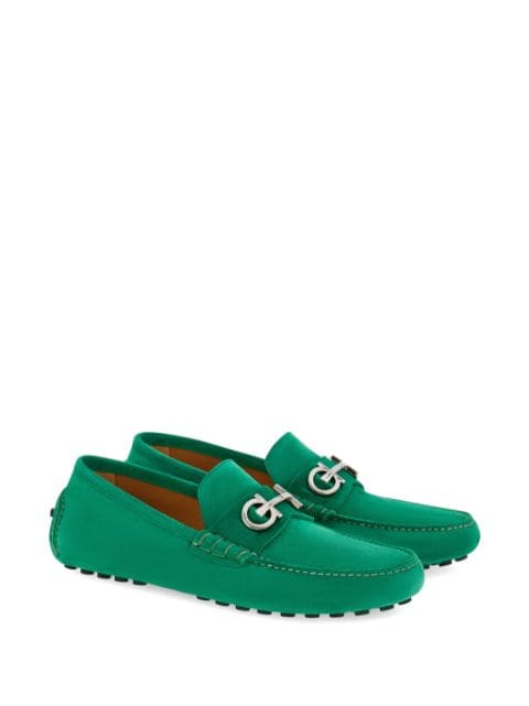 Gancini suede loafers