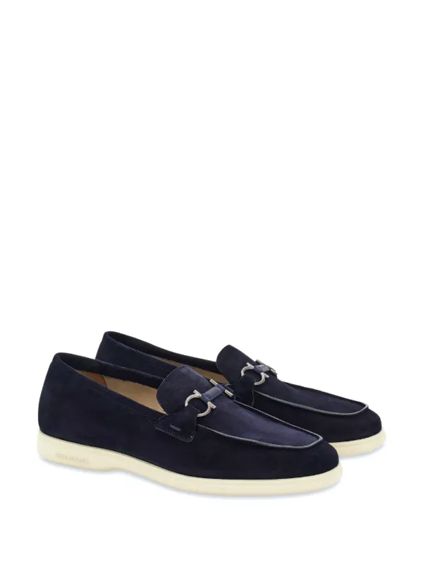Ferragamo Gancini-plaque Suede Loafers | Blue | FARFETCH display picture 3
