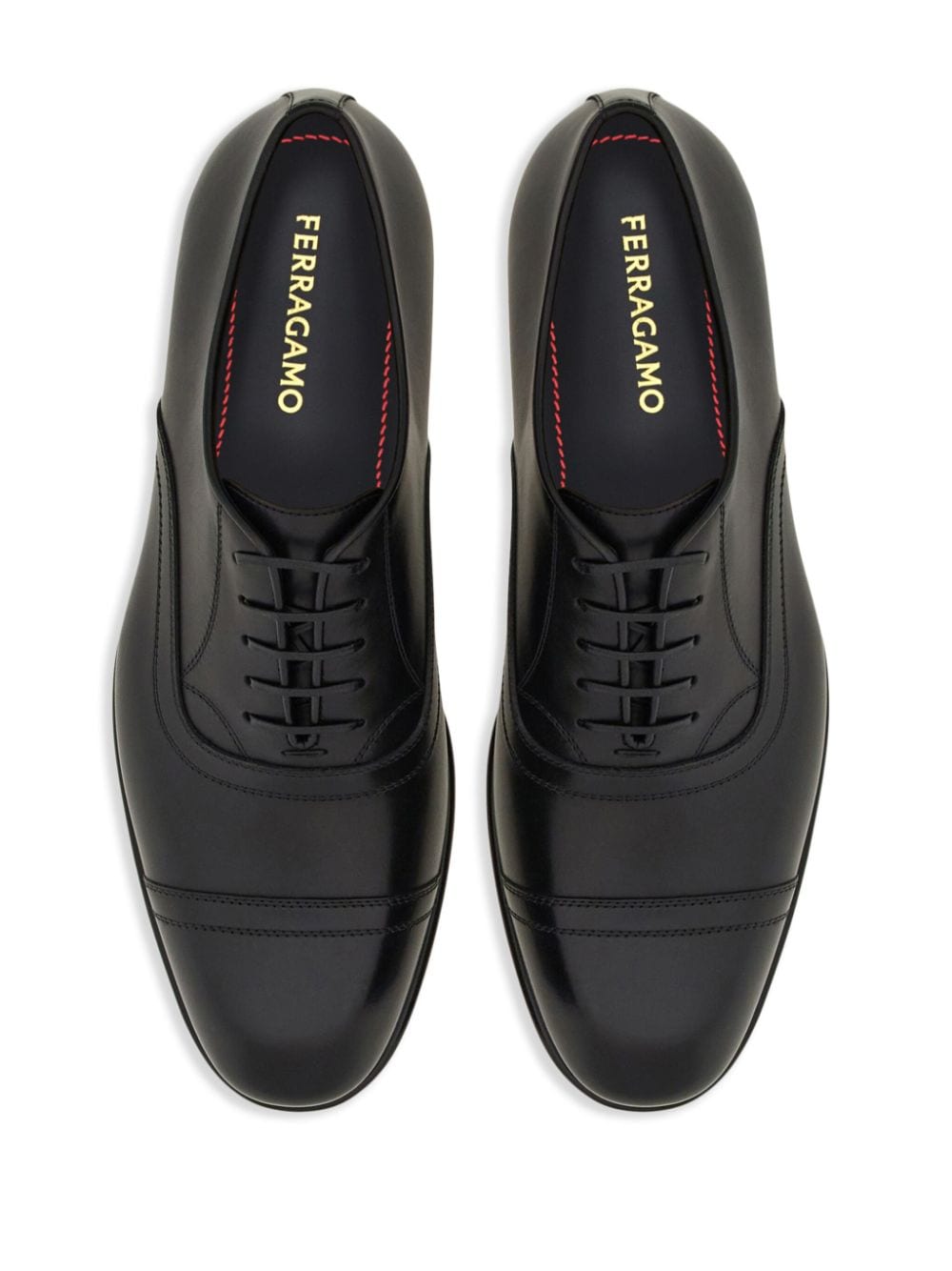 Shop Ferragamo Toecapped Leather Oxford Shoes In Black