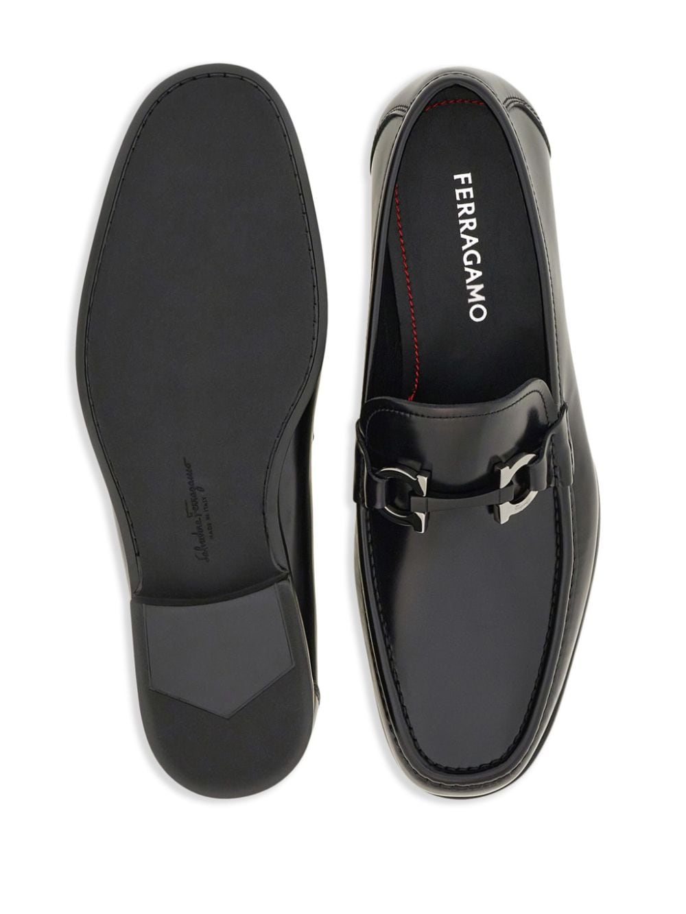 Shop Ferragamo Gancini-plaque Patent-finish Loafers In Black