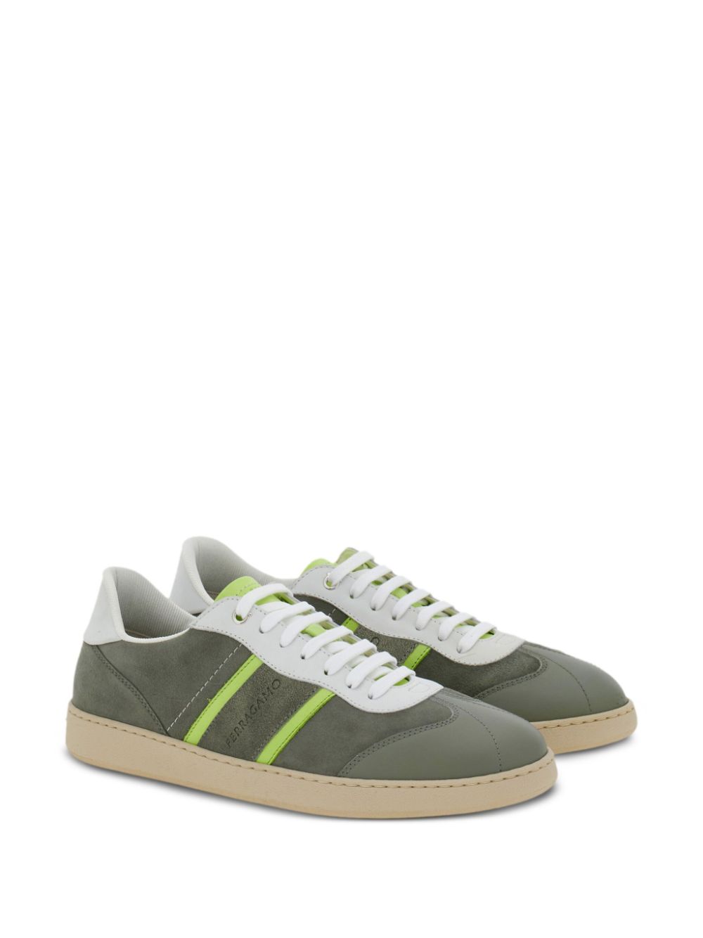 Ferragamo logo-engraved leather sneakers - Green