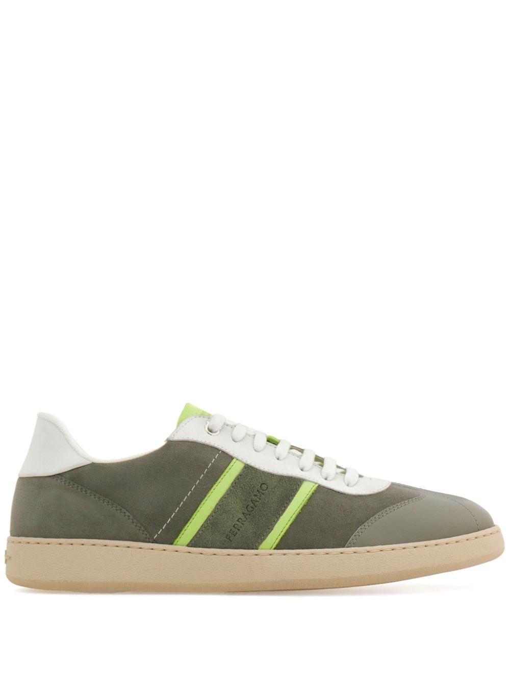 Ferragamo Low Top Sneaker With Signature In Grey