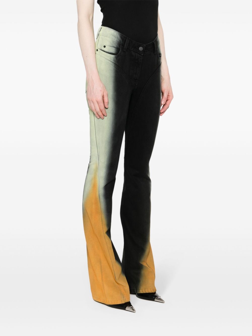 Shop Mugler Gradient-effect Mid-rise Flared Jeans In Black