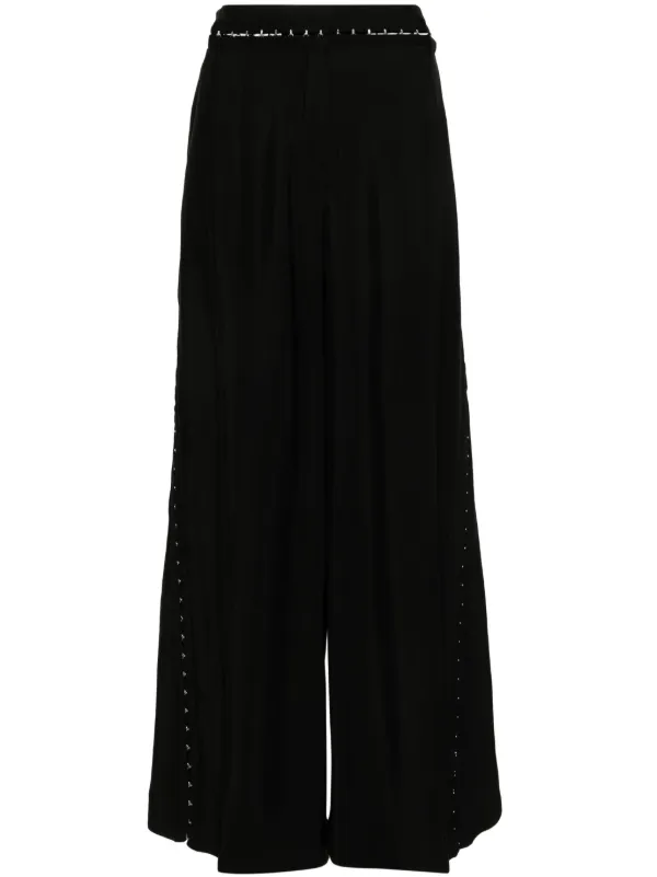 Mugler Hook & Eye Wide-leg Trousers in Black