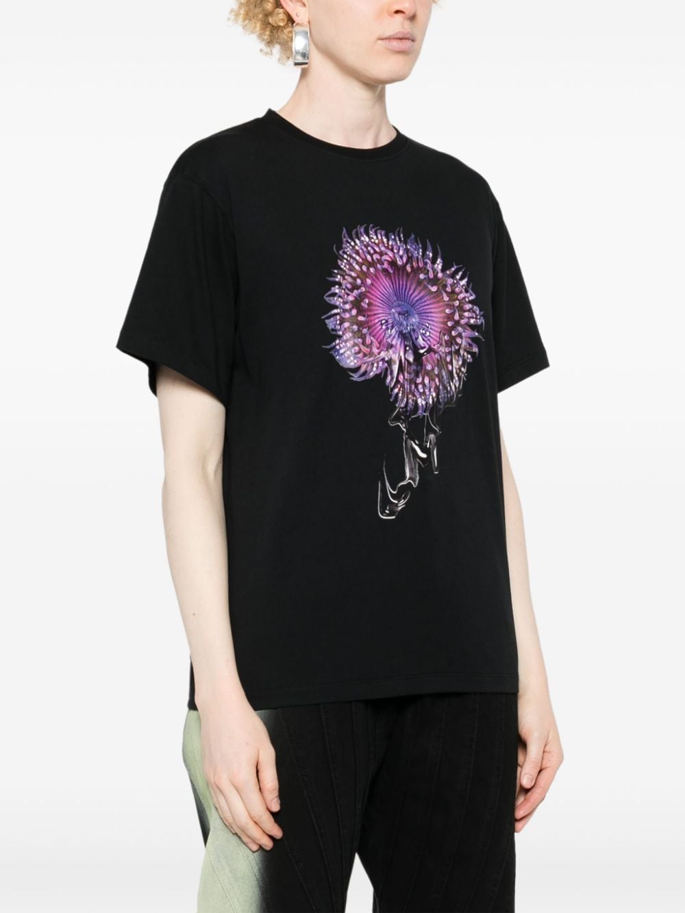 Shop Mugler Anemone Cotton T-shirt In Black