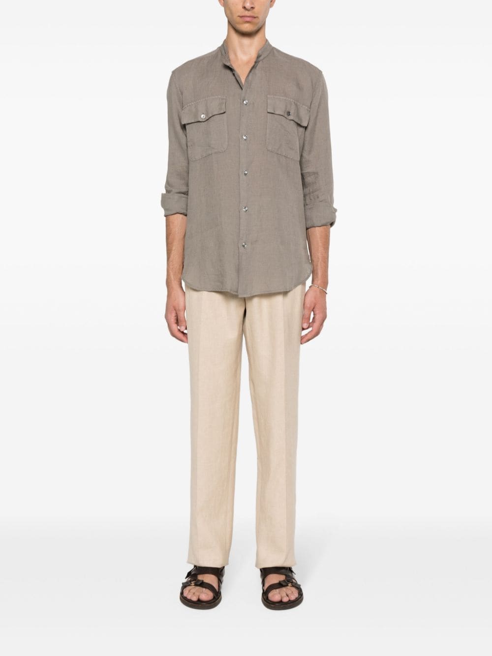 Shop Zegna Tailored Tapered Trousers In Neutrals