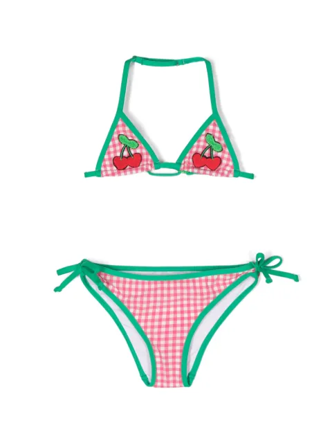 MC2 Saint Barth Kids cherries-appliqué gingham bikini