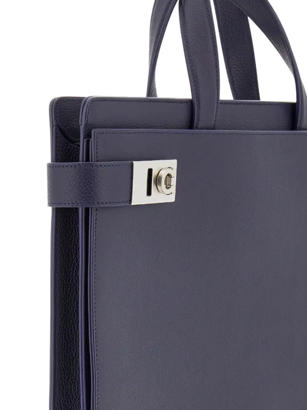 Ferragamo Gancini-buckle Leather Briefcase | Blue | FARFETCH