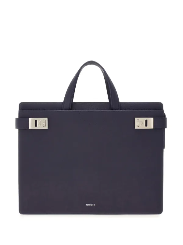 【最安値挑戦】 Ferragamo Gancini-buckle Leather Briefcase | Blue | FARFETCH ジャケット・アウター