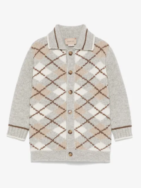 Gucci Kids argyle-knit wool cardigan