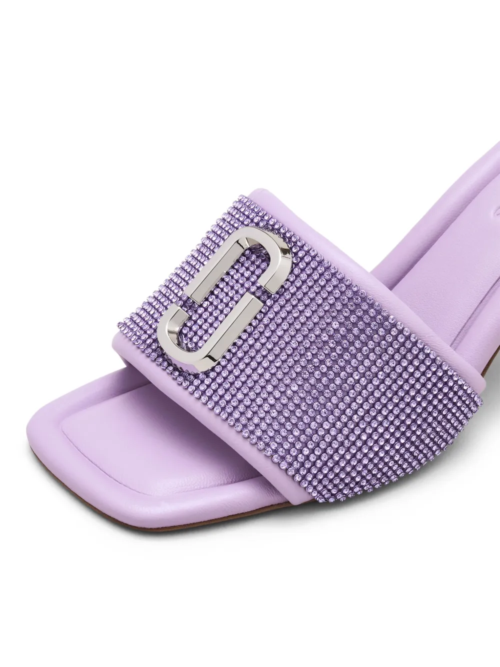 Shop Marc Jacobs The Rhinestone J 65mm Leather Mules In Purple