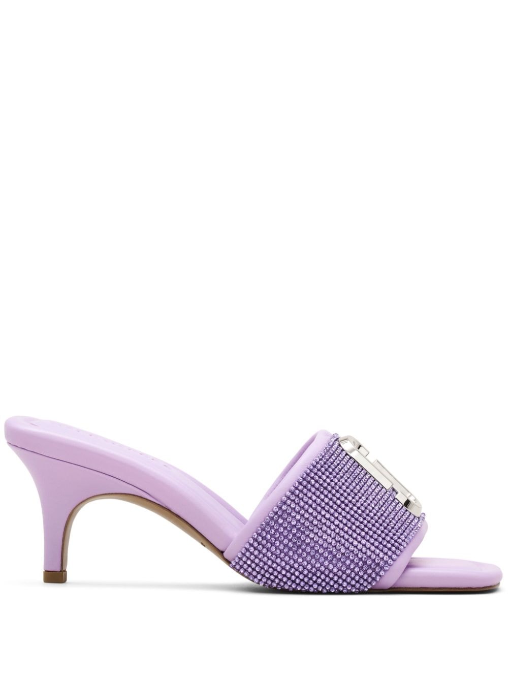 Shop Marc Jacobs The Rhinestone J 65mm Leather Mules In Purple
