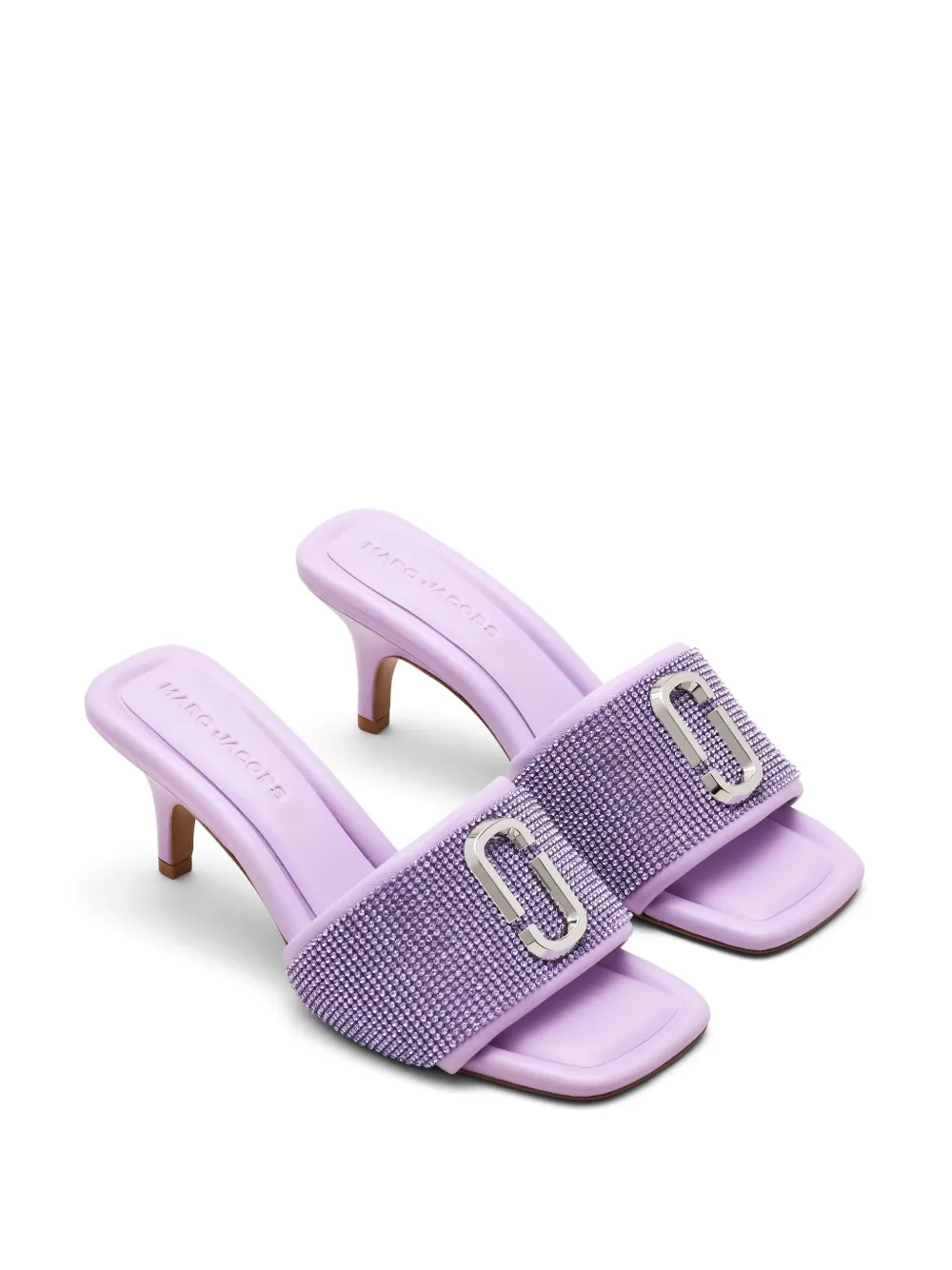 Shop Marc Jacobs The Rhinestone J 65mm Leather Mules In Purple