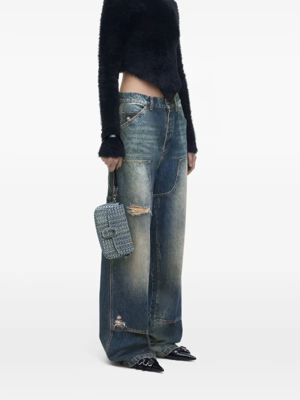 Marc Jacobs The Monogram Sunfaded Denim Clover Shoulder Bag
