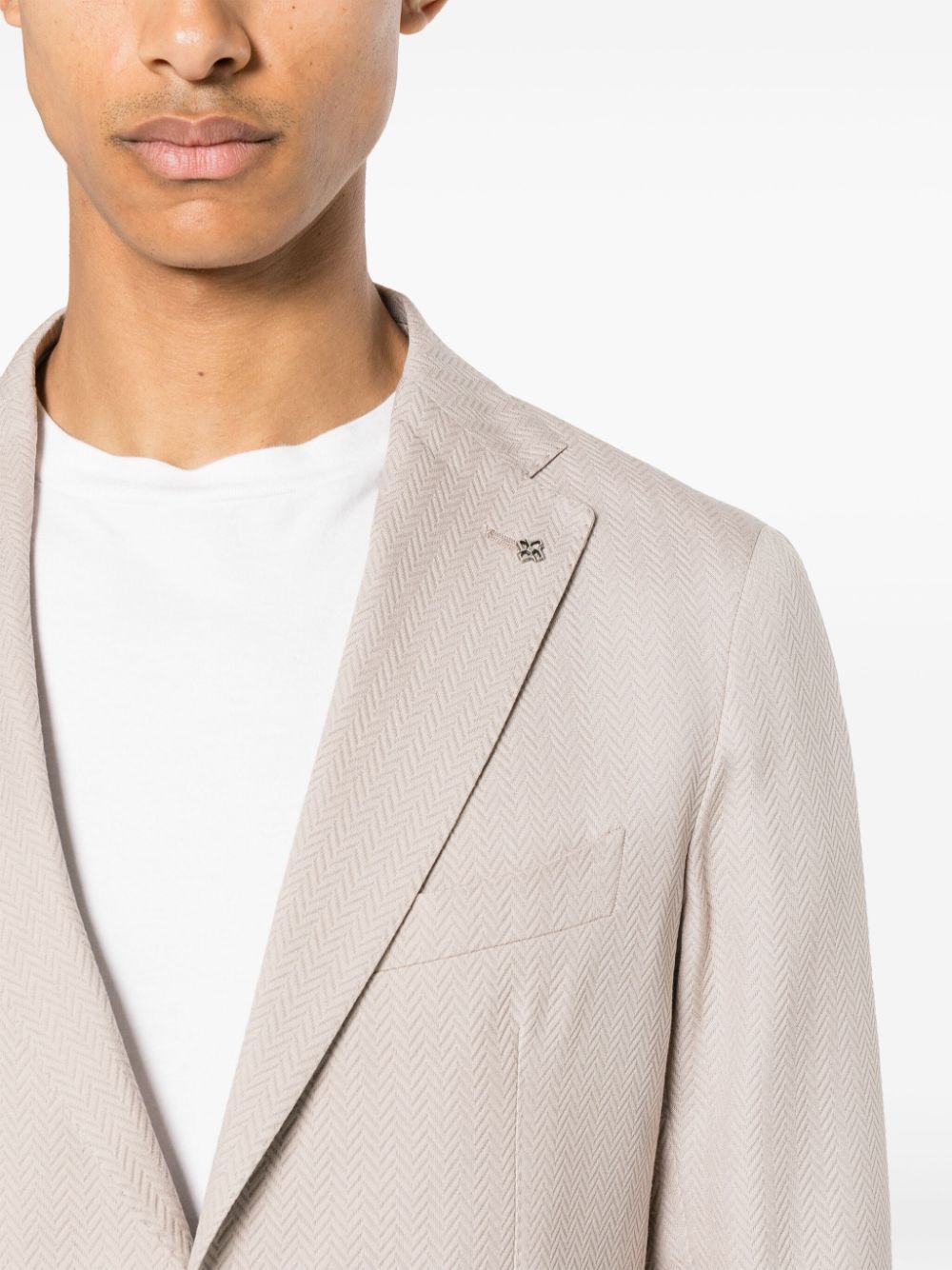 Tagliatore Blazer met visgraatpatroon en enkele rij knopen Beige