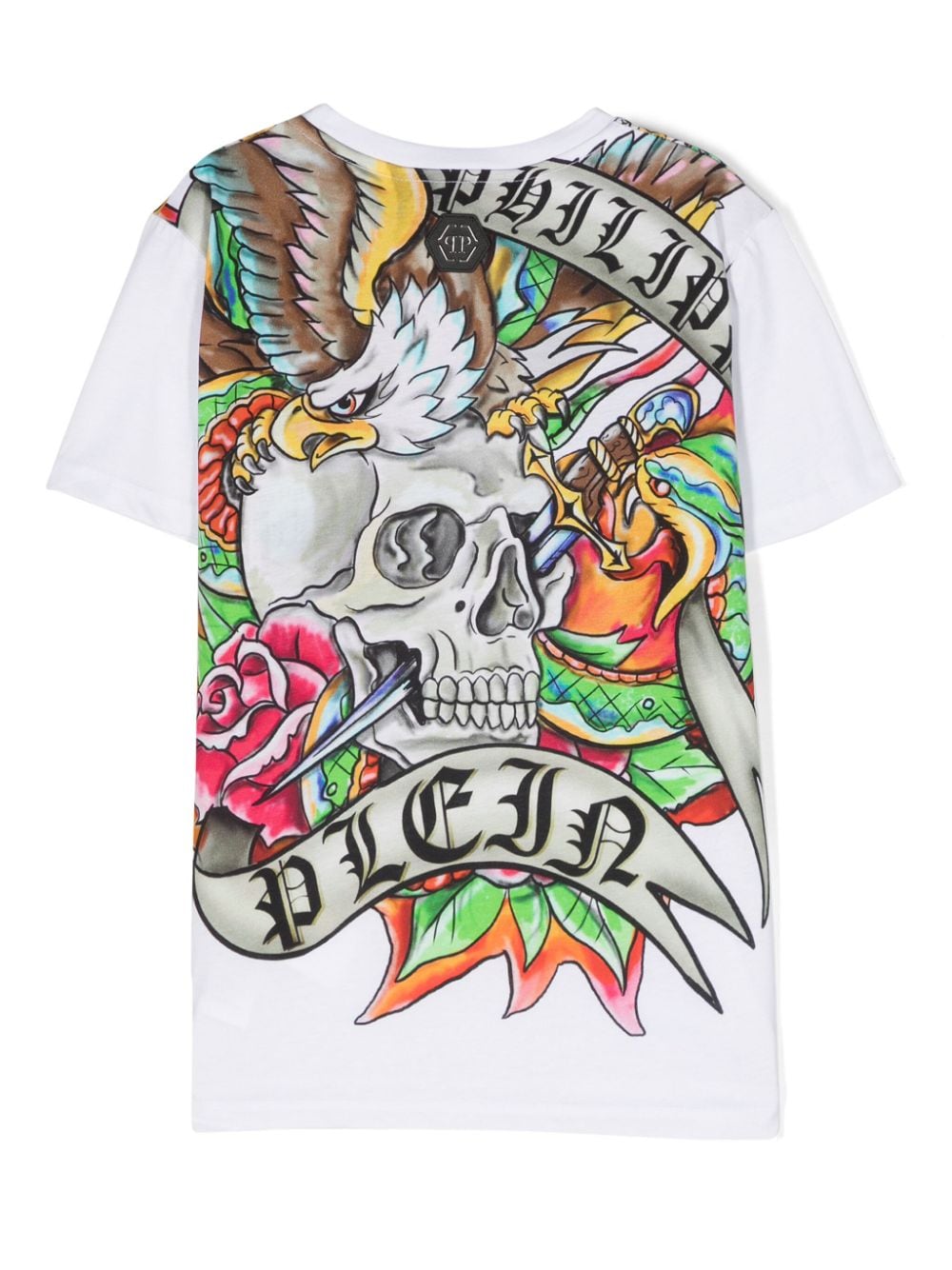 Shop Philipp Plein Junior Logo-print Cotton T-shirt In White
