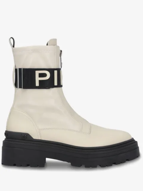 PINKO platform boots with PINKO lettering logo