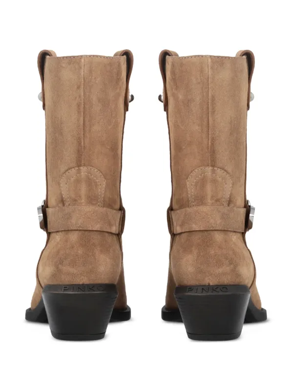【関税&送料込】Pinko Boots Brown PINKO Tex Suede Cowboy Boots | Brown | FARFETCH JO
