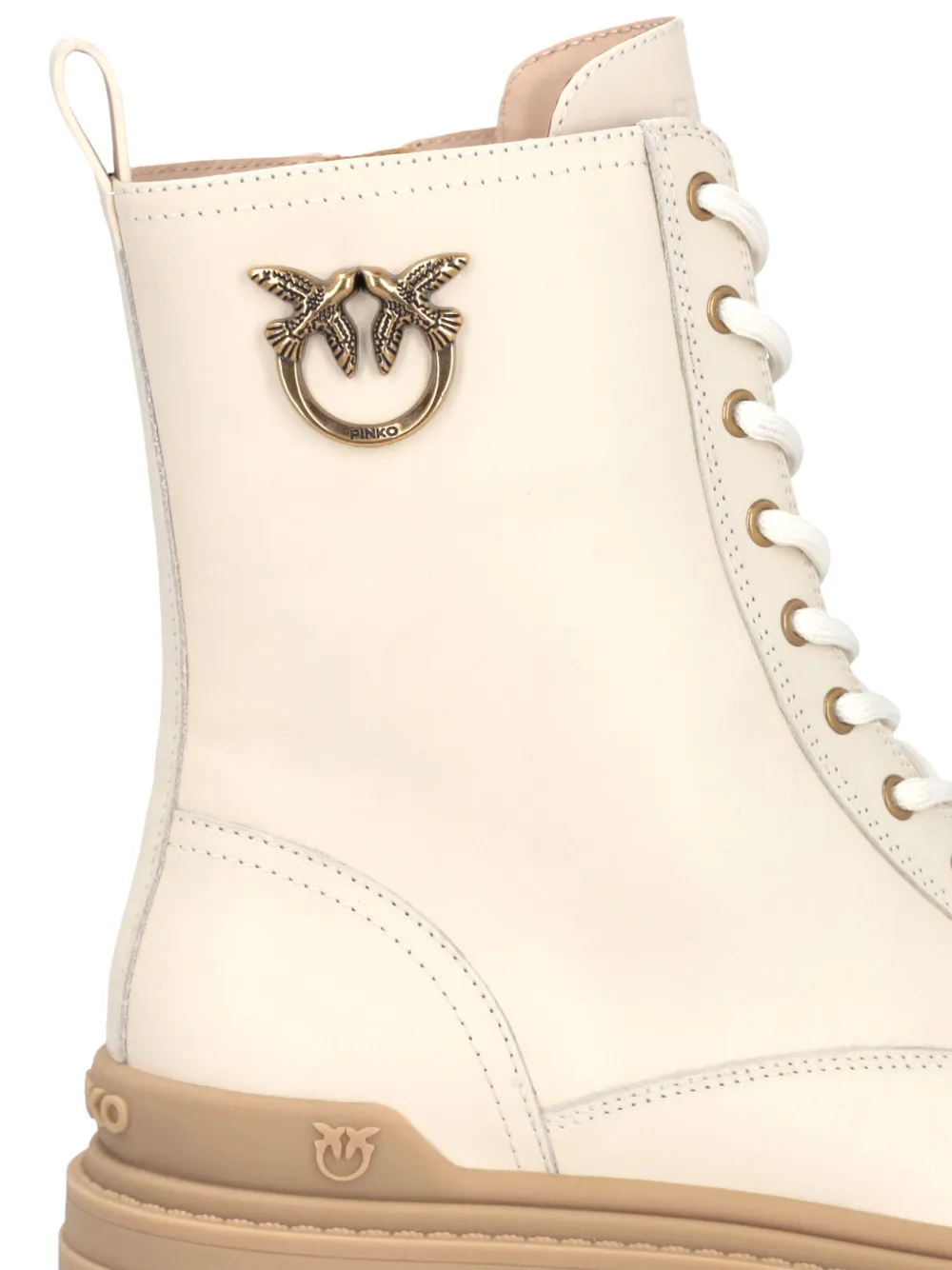 PINKO Mia Leather Combat Boots | Neutrals | FARFETCH AO