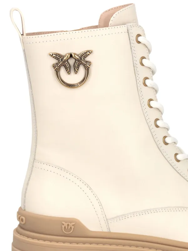 PINKO Mia Leather Combat Boots | Neutrals | FARFETCH TR