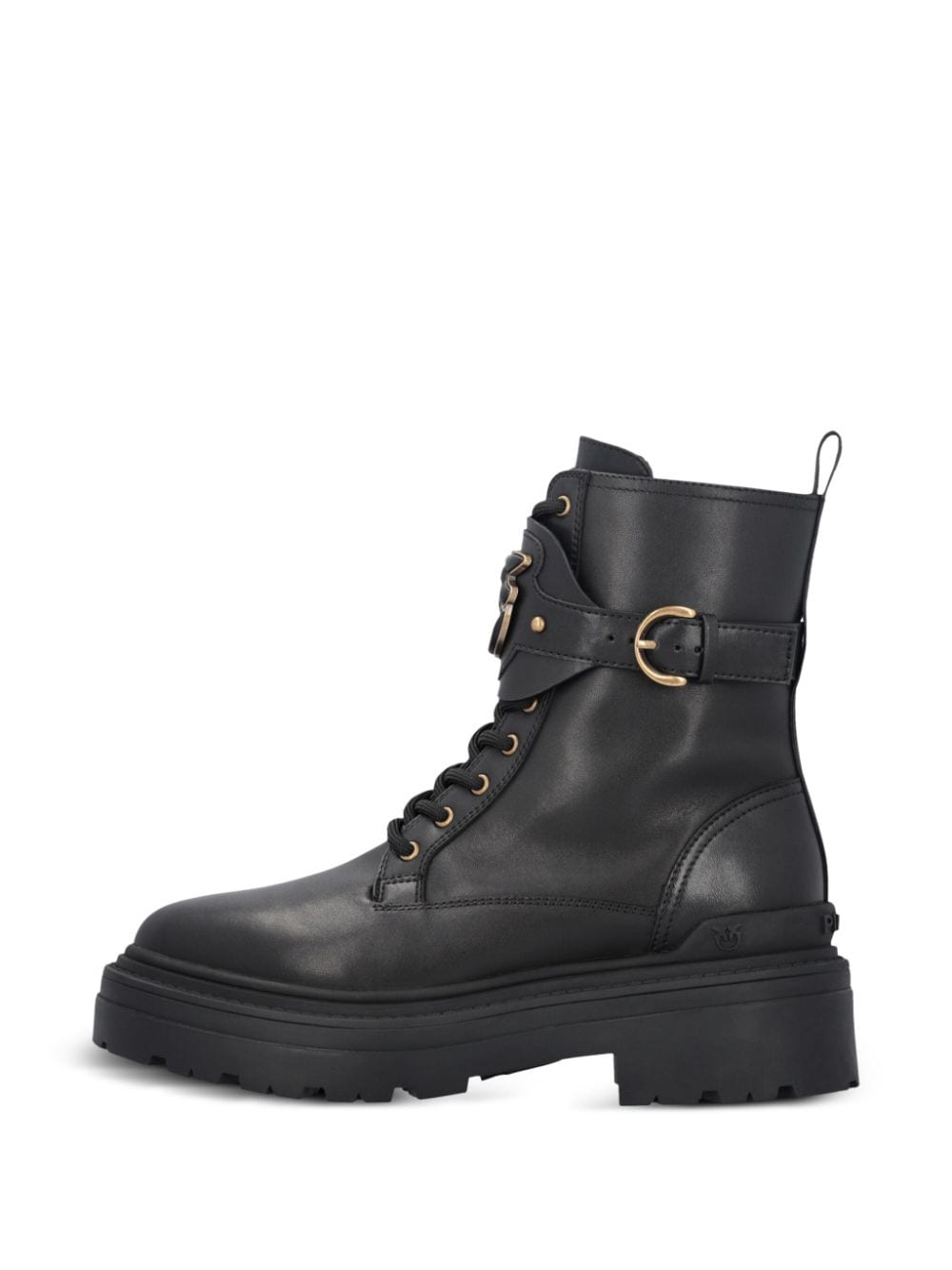 Shop Pinko Mia Leather Combat Boots In Black