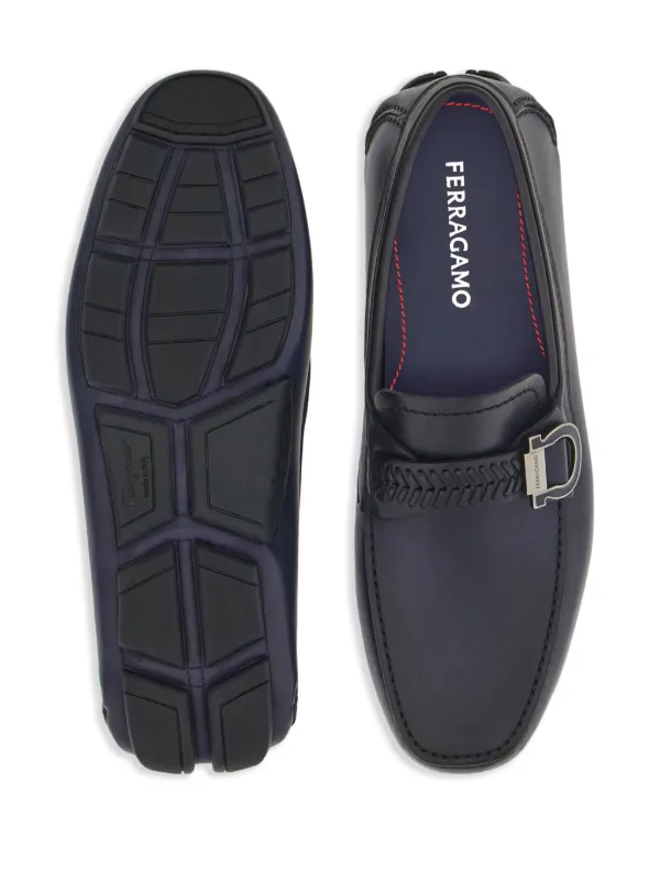 Ferragamo♪SALE♪0766299 Ferragamo Gancini-plaque Leather Driver Shoes | Blue | FARFETCH