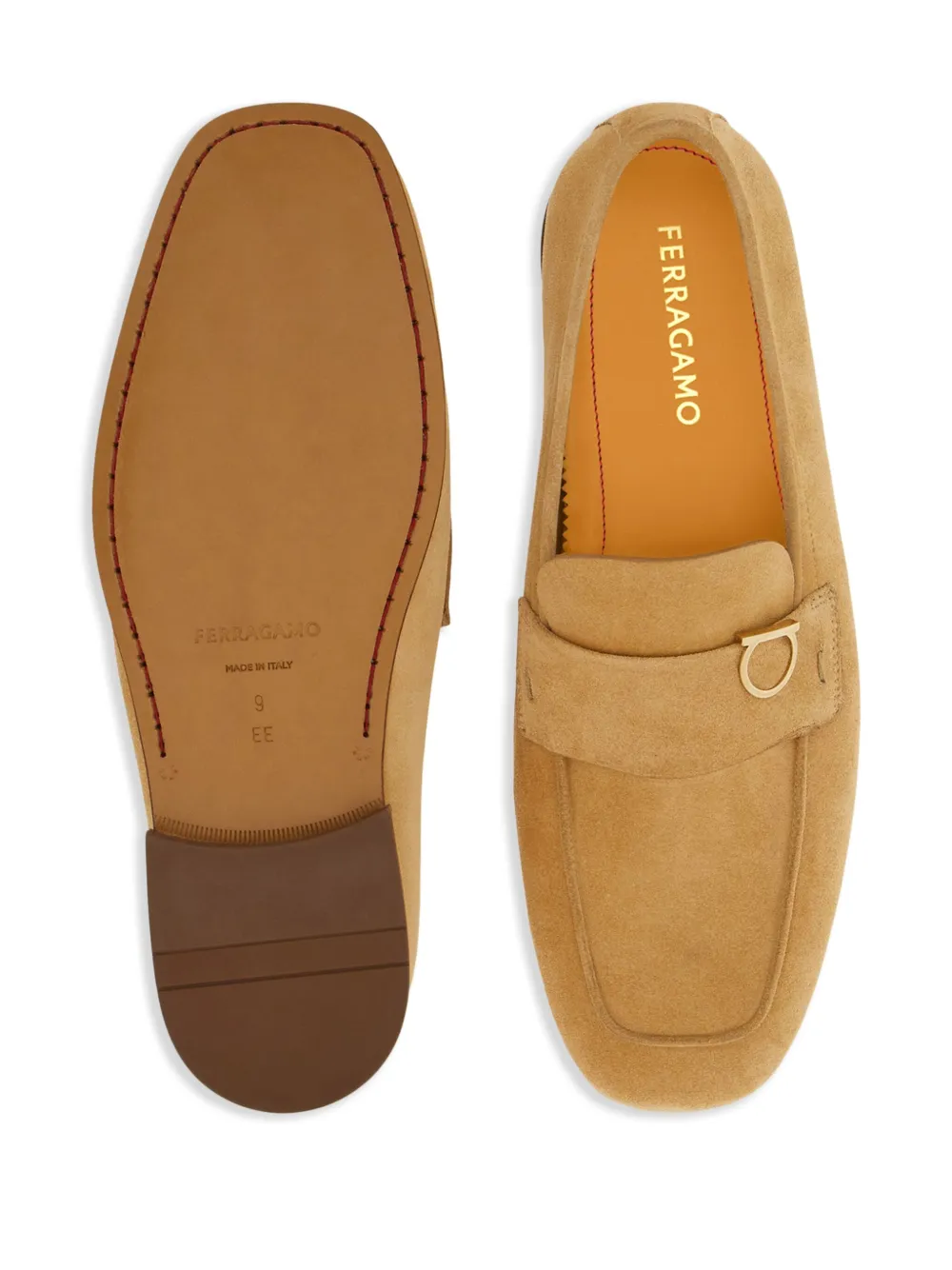 Shop Ferragamo Gancini-charm Leather Mocassin Loafers In Neutrals