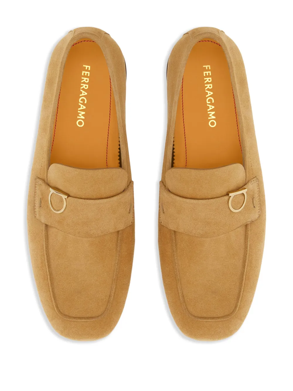 Shop Ferragamo Gancini-charm Leather Mocassin Loafers In Neutrals