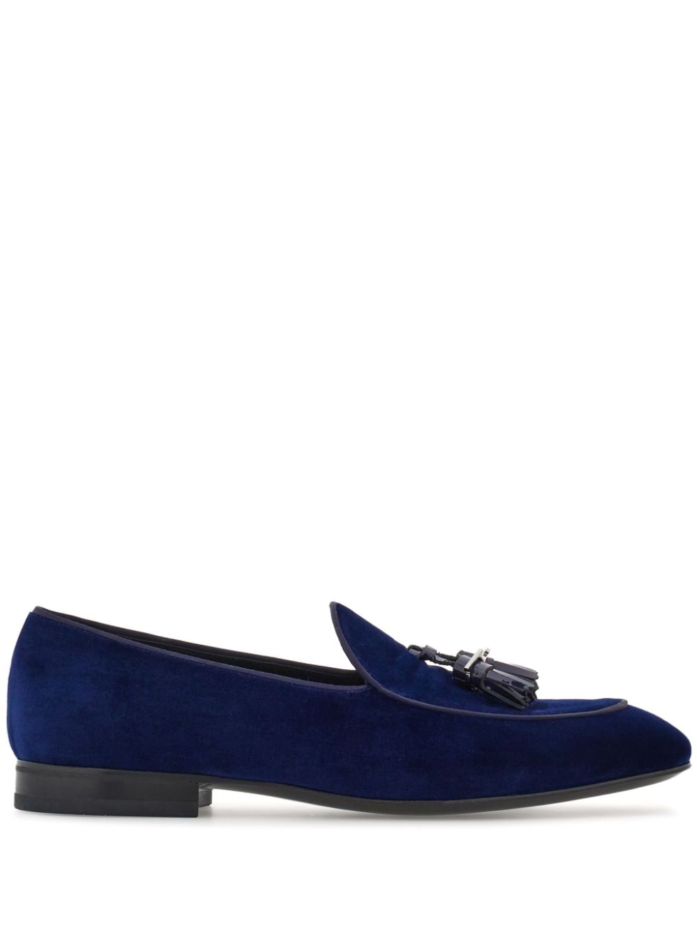 Ferragamo Loafer With Tassels In Oxford Blue