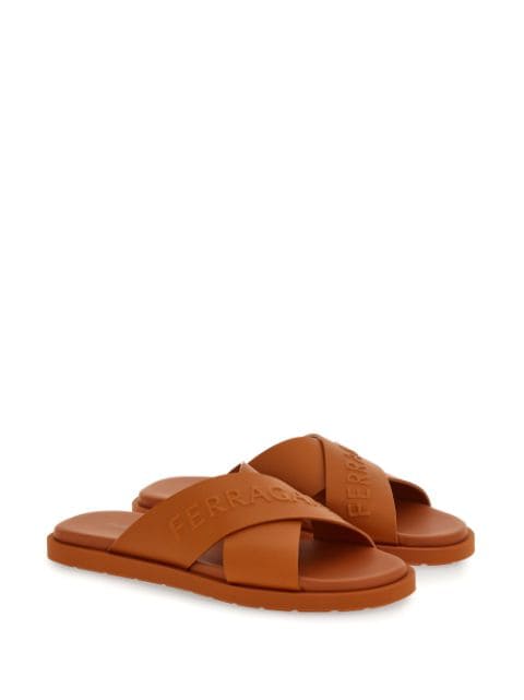 leather sandal with crossover straps