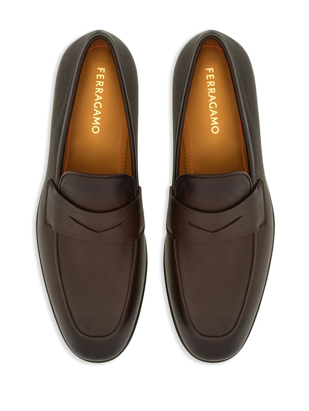 Ferragamo Leather Penny Loafers In Brown