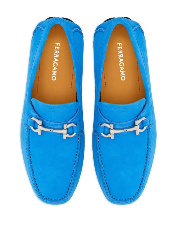 Ferragamo Gancini Suede Driving Shoes Blue FARFETCH UK