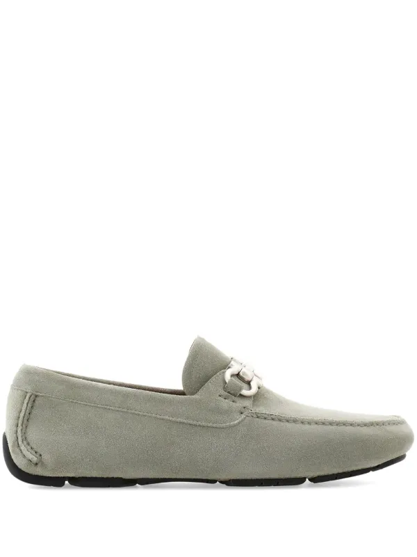 Ferragamo Gancini Suede Driving Shoes Grey FARFETCH AU