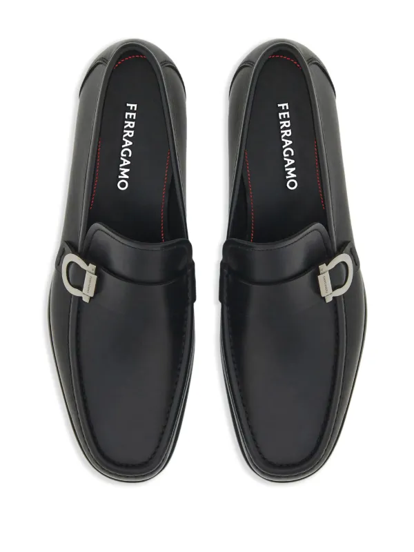 【美品】Ferragamo ガンチーニ ガンメタル レザーローファー 黒 サルバトーレフェラガモ Salvatore Ferragamo ローファー
