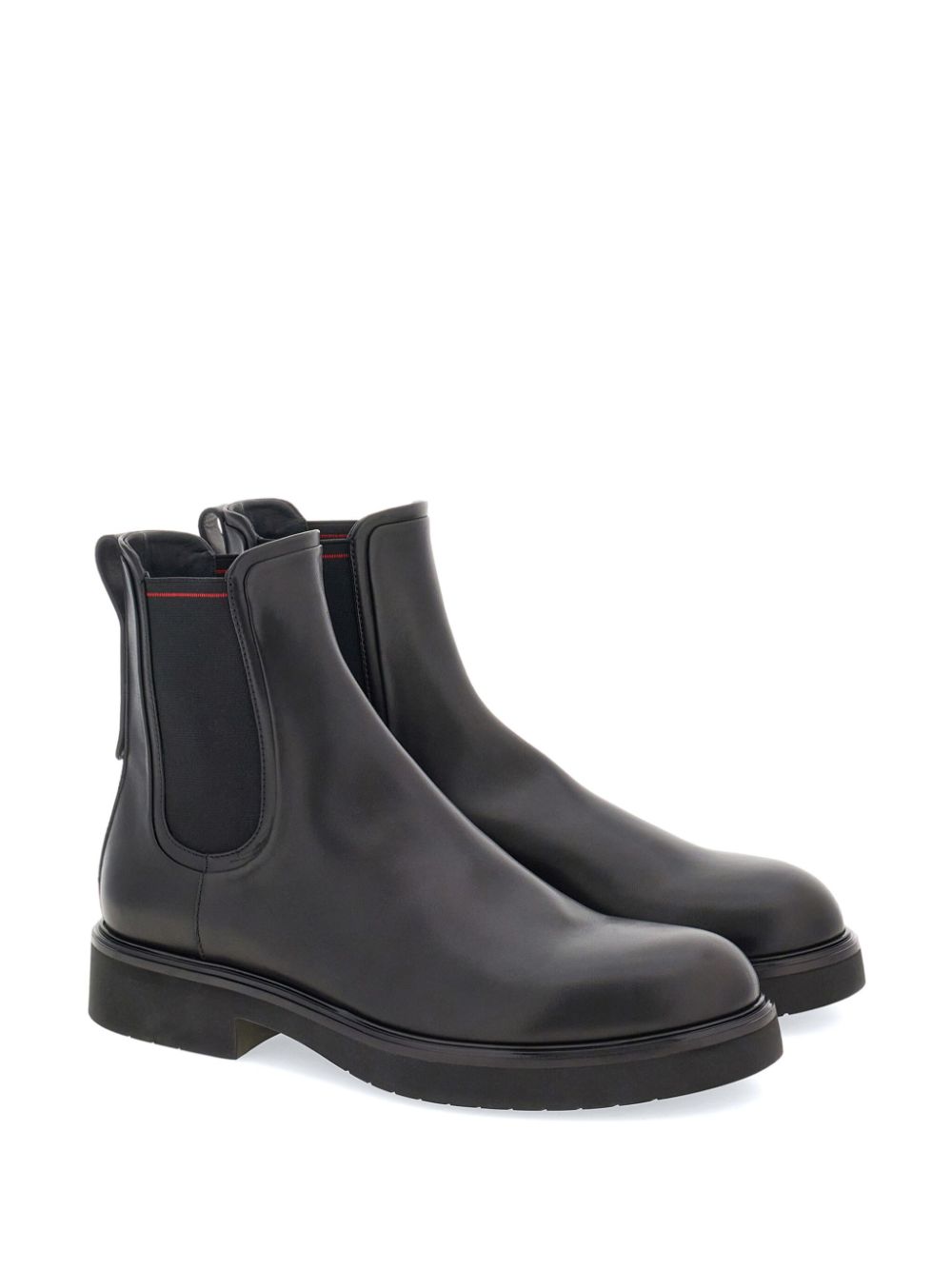 Shop Ferragamo Leather Chelsea Boots In Black