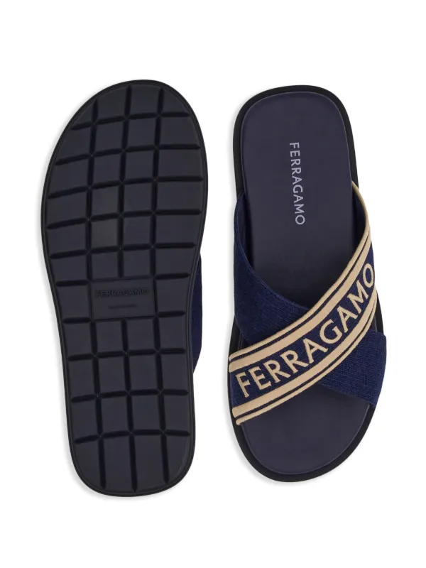 Ferragamo crossover-strap Cotton Sandals | Blue | FARFETCH