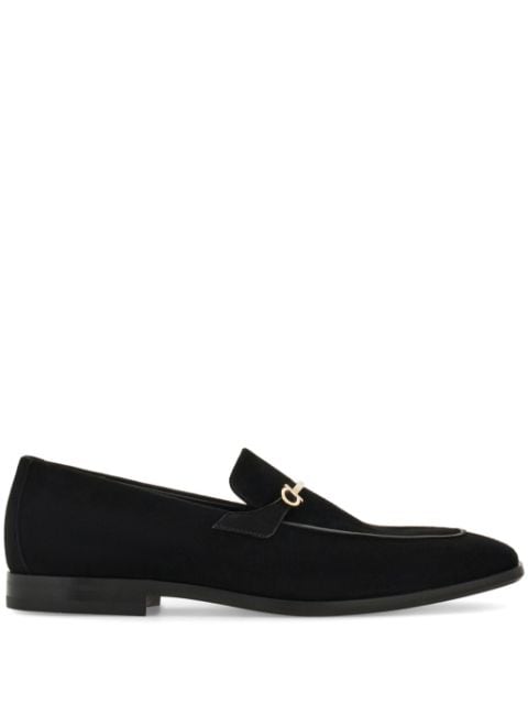 Gancini-plaque suede loafers 