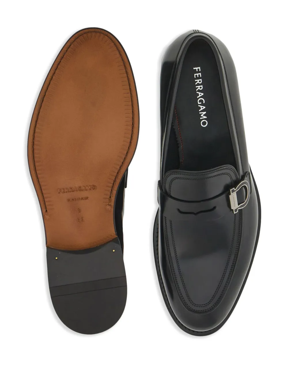 Ferragamo Gancini-plaque leather mocassins Black