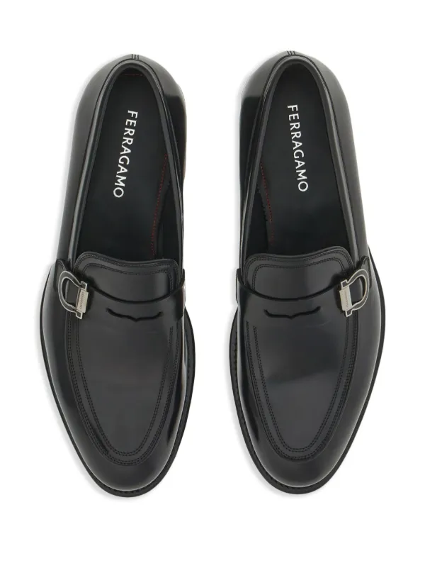Ferragamo Gancini plaque Leather Mocassins Black FARFETCH HK