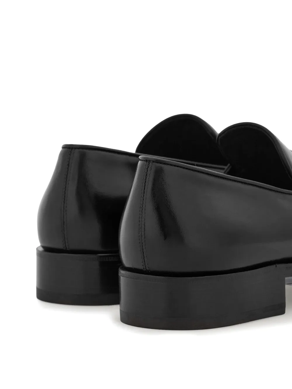 Shop Ferragamo Tramezza Almond-toe Leather Loafers In Black