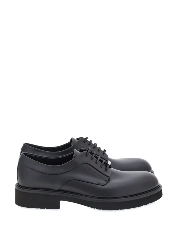 FERRAGAMO ブラックレザードレスシューズ Ferragamo レザー ダービーシューズ | ブラック | FARFETCH JP
