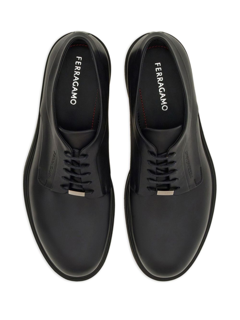 Ferragamo logo-debossed leather Derby shoes Black