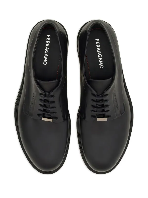 FERRAGAMO ブラックレザードレスシューズ Ferragamo レザー ダービーシューズ | ブラック | FARFETCH JP
