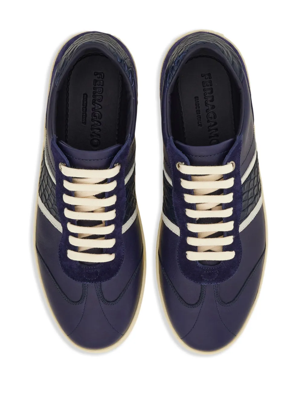 Ferragamo croc-insert leather sneakers Blue