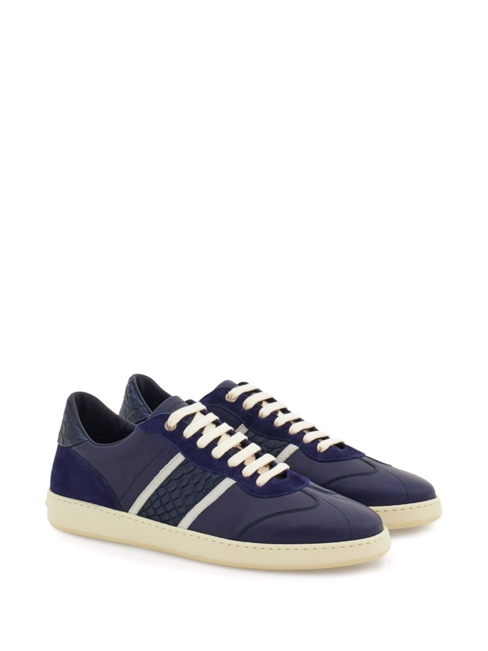 Ferragamo croc-insert leather sneakers - Blue