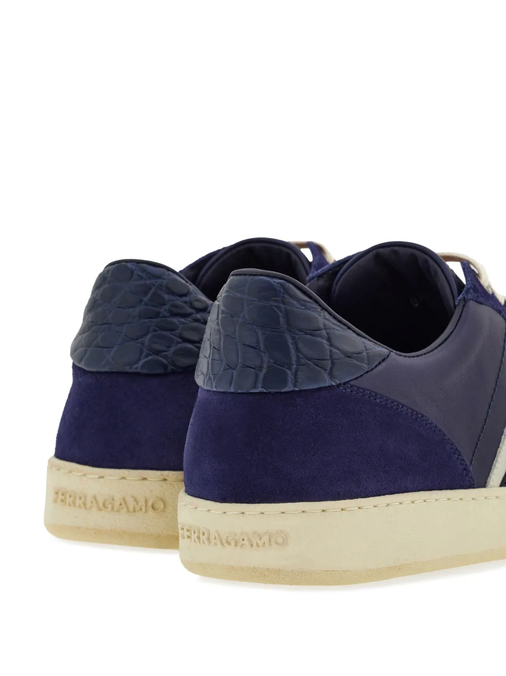 Ferragamo croc-insert leather sneakers Blue